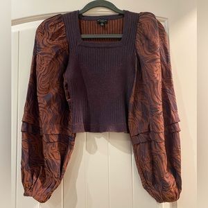 Current Air Cropped Jacquard Sweater